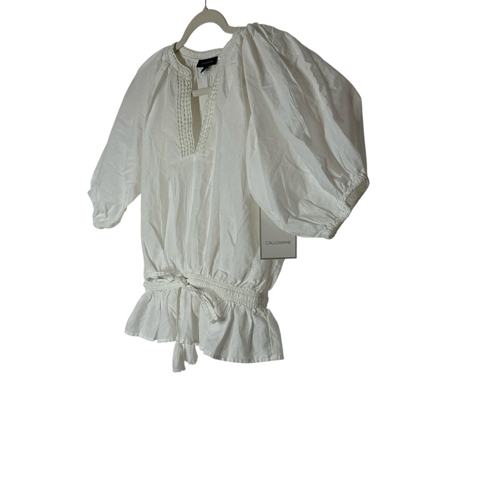 Calligraphie Anthropologie Top‎ Small Balloon Sleeve Peasant Resort Oversized - Picture 10 of 10